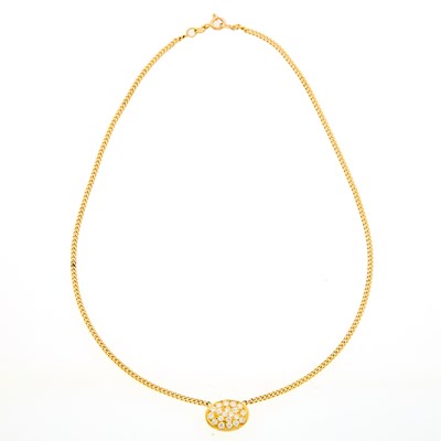 Lot 2214 - Gold and Diamond Pendant-Necklace