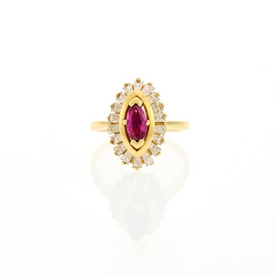 Lot 2206 - Gold, Ruby and Diamond Ballerina Ring