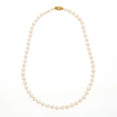 Lot 2014 - Cultured Pearl Necklace with Gold Clasp