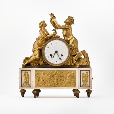 Lot 323 - Louis XVI Style Gilt-Bronze and Marble Mantel Clock