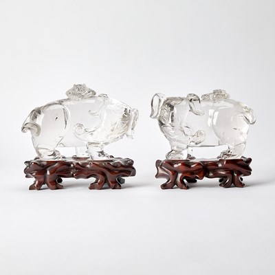 Lot 467 - A Pair of Chinese Rock Crystal Elephants