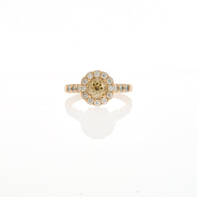 Lot 1066 - Rose Gold, Colored Diamond and Diamond Ring