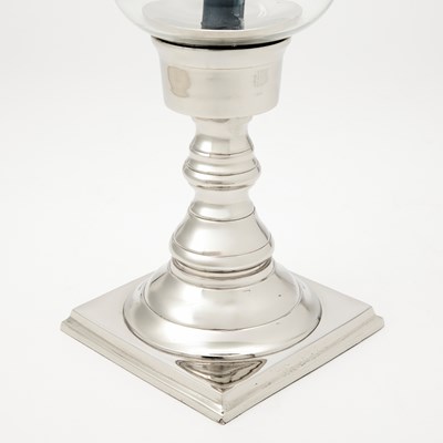 Lot 153 - Set of Four Silvered Metal and Blown Glass Photophores