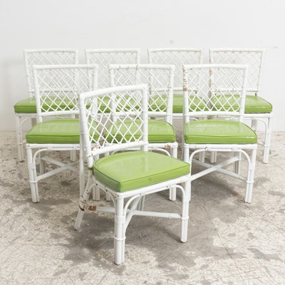 Lot 319 - Set of Eight White Painted Rattan Chairs