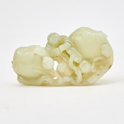 Lot 421 - A Chinese White Jade Double Brush Washer