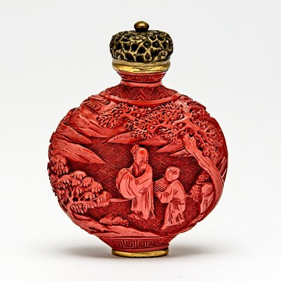 Lot 304 - A Chinese Carved Cinnabar Snuff Bottle