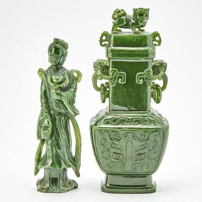 Lot 29 - Two Chinese Spinach Jade Articles