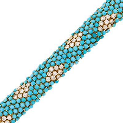 Lot Van Cleef & Arpels Gold, Turquoise and Diamond Bracelet