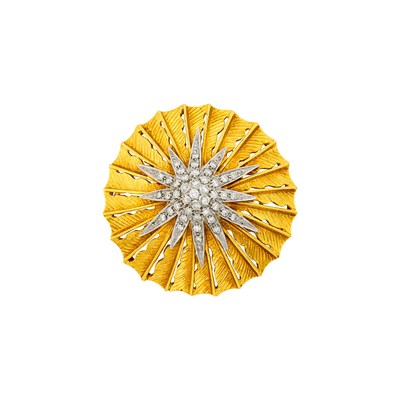 Lot 2036 - Two-Color Gold and Diamond Brooch