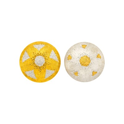 Lot 1178 - Mario Buccellati Pair of Two-Color Gold Button Earclips
