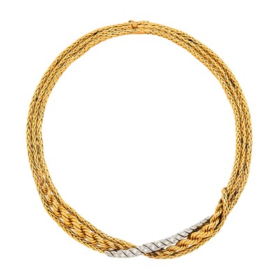 Lot 181 - Sterlé Paris Triple Strand Gold, Platinum and Diamond Necklace