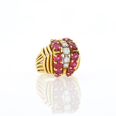 Lot 2002 - Gold, Platinum, Ruby and Diamond Ring