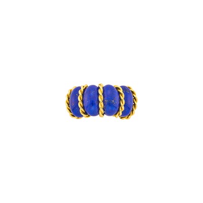 Lot 1202 - Seaman Schepps Gold and Lapis 'Shrimp' Ring