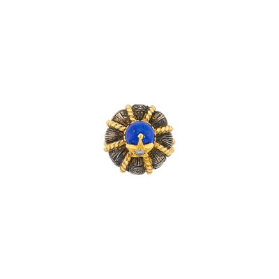 Lot 1061 - Nardi Gold, Silver, Lapis and Diamond 'Turbanate' Ring