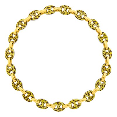 Lot 1222 - Nicolas Cola for Nardi Gold, Metal and Leopard Enamel Nautical Link Necklace