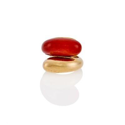Lot 2028 - Gold and Coral Crossover Ring