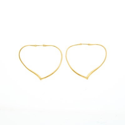 Lot 2003 - Tiffany & Co., Elsa Peretti Pair of Gold Heart Hoop Earrings