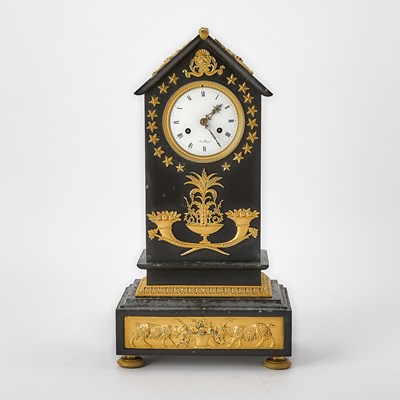 Lot 494 - Empire Ormolu Mounted Black Marble Mantel Clock