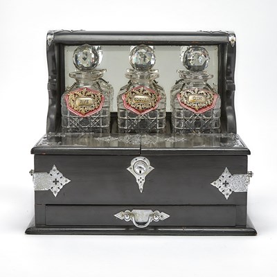 Lot 3100 - Victorian Chrome-Metal Mounted Ebonized Tantalus