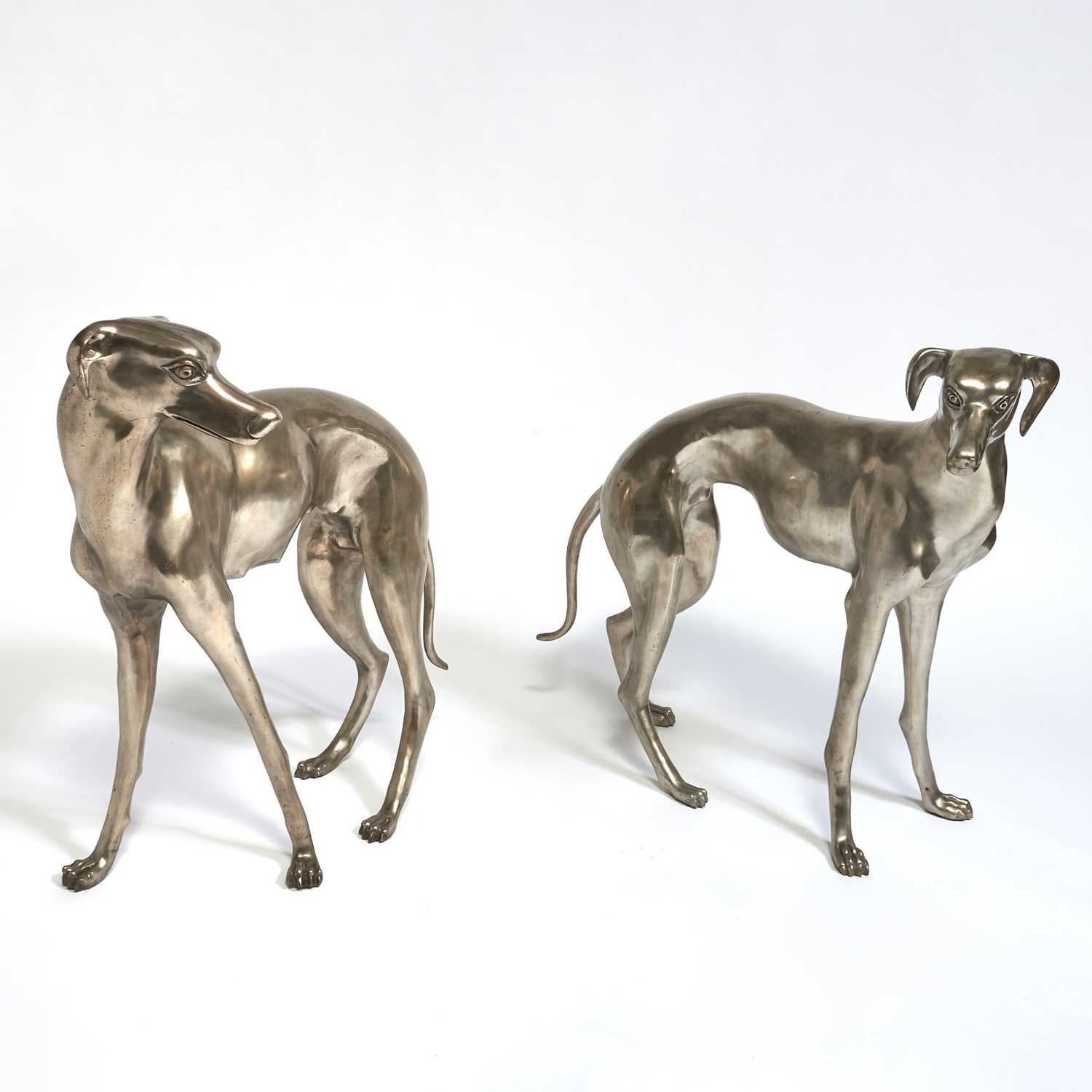 Lot 348 - Pair of Patinated Metal Figures of Hounds