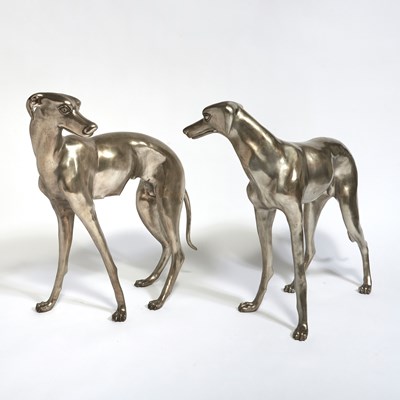 Lot 348 - Pair of Patinated Metal Figures of Hounds