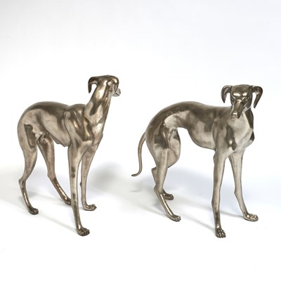 Lot 348 - Pair of Patinated Metal Figures of Hounds
