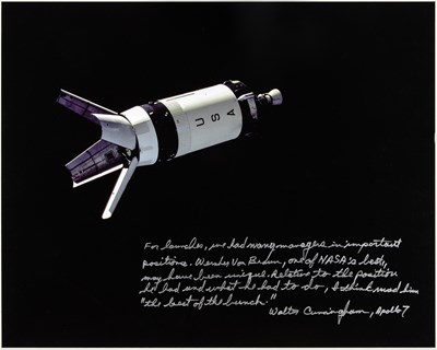 Lot 221 - Apollo 7 astronaut Walt Cunningham inscribed large-format photograph