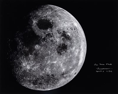 Lot 224 - Apollo 8 astronaut Frank Borman signed "Our Moon" photograph