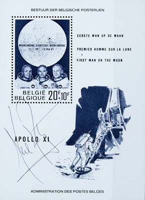 Lot 227 - Apollo 11 astronaut Neil Armstrong signed stamp block