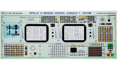 Lot 232 - Apollo 13 Mission Control print signed by astronaut Fred Haise