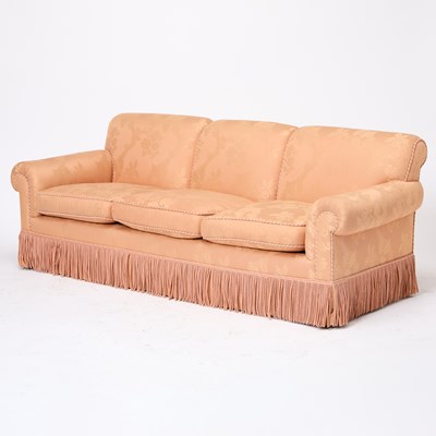 Lot 168 - Upholstered Fringed Sofa
