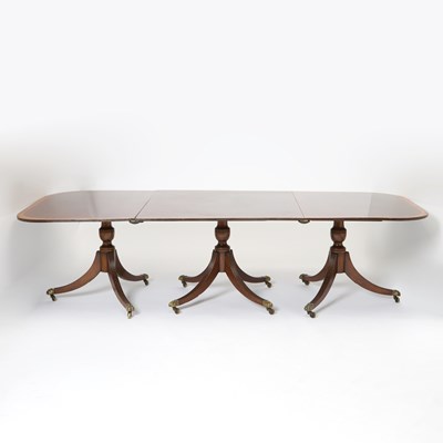 Lot 587 - Regency Inlaid Mahogany Triple Pedestal Dining Table