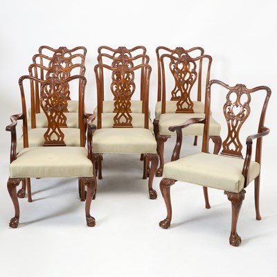 Lot 3035 - Set of Ten Chippendale Style Mahogany Dining Chairs