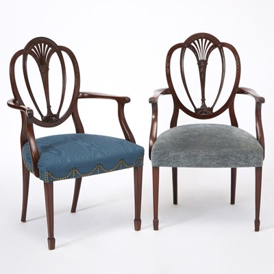 Lot 192 - Pair of Federal Upholstered Mahogany Armchairs
