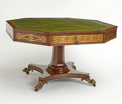 Lot 493 - Regency Brass-Inlaid Mahogany Octagonal Library Table