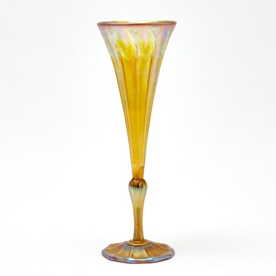 Lot 238 - Tiffany Gold Favrile Blown Glass Flower-Form Footed Vase