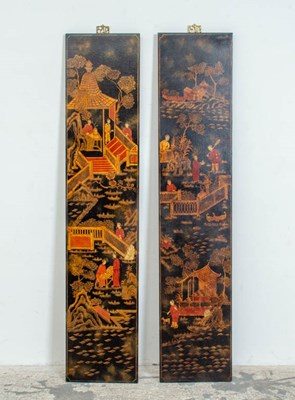 Lot 327 - Pair of Painted Chinese Panels