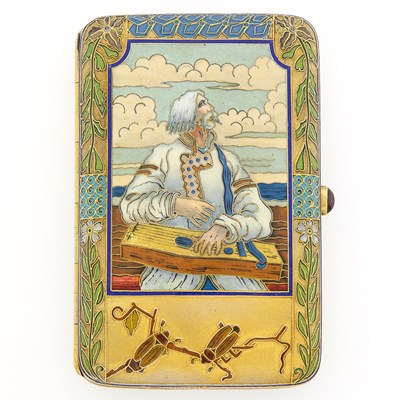 Lot 66 - Russian Silver-Gilt and Pictorial Enamel Cigarette Case