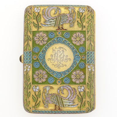 Lot 66 - Russian Silver-Gilt and Pictorial Enamel Cigarette Case