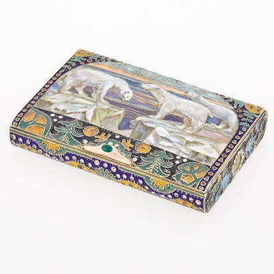 Lot 67 - Russian Silver-Gilt, Cloisonné and Pictorial Enamel Cigarette Case