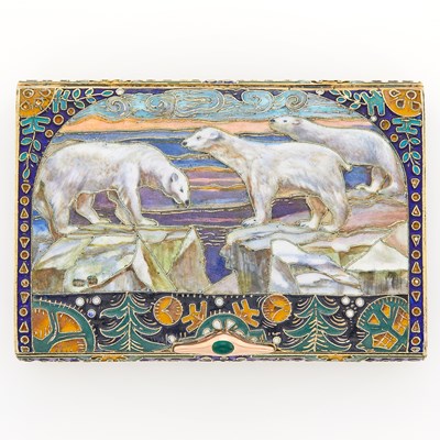 Lot 67 - Russian Silver-Gilt, Cloisonné and Pictorial Enamel Cigarette Case