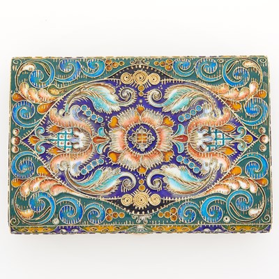 Lot 67 - Russian Silver-Gilt, Cloisonné and Pictorial Enamel Cigarette Case