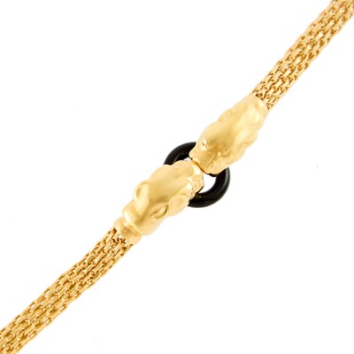 Lot 151 - Gold and Black Onyx Panther Bracelet