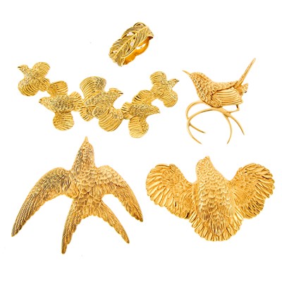 Lot 177 - Granger McKoy Group of Gold Bird Jewelry