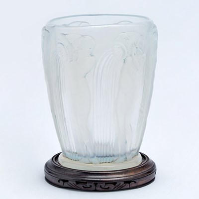 Lot 253 - R. Lalique Art Deco Molded Opalescent Glass "Danaïdes" Vase
