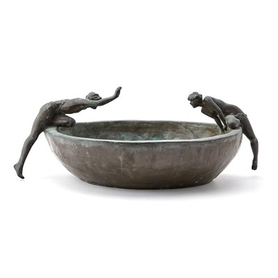 Lot 229 - American Patinated Bronze Centerpiece Bowl with Male and Female Nude Figures