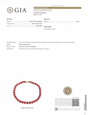 Lot 24 - Coral Bead Necklace with Magnetic Gold Clasp