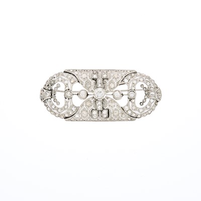 Lot 1134 - Platinum and Diamond Pendant-Brooch