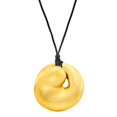 Lot 17 - Tiffany & Co., Elsa Peretti Gold 'Eternal Circle' Pendant with Black Silk Cord