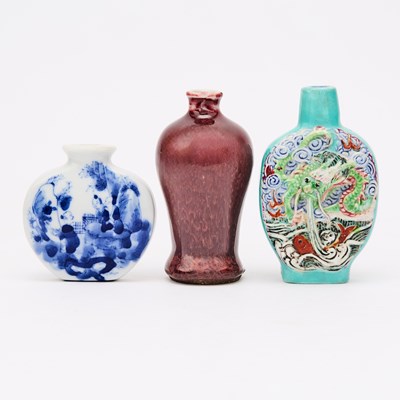 Lot 310 - Three Chinese Porcelain Snuff Bottles